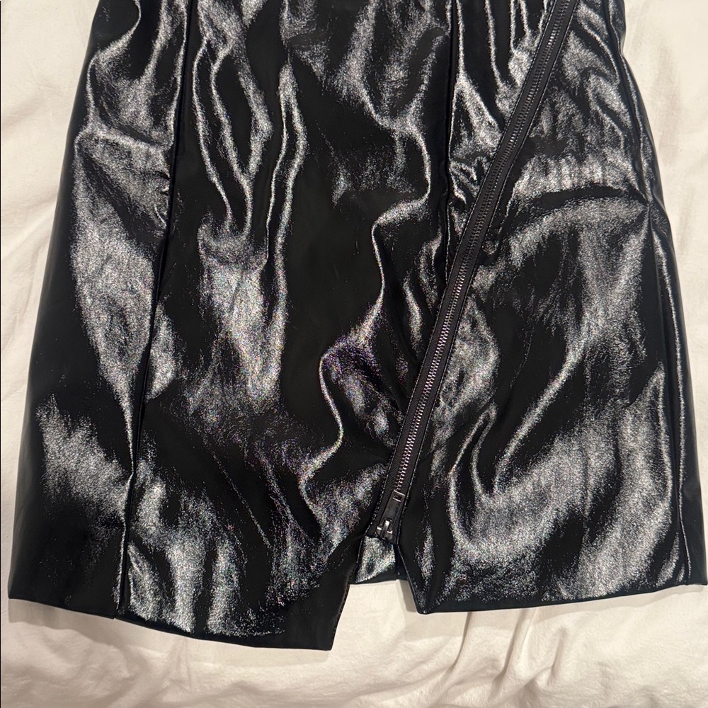 Black Strapless Shiny Dress - Picture 2 of 3